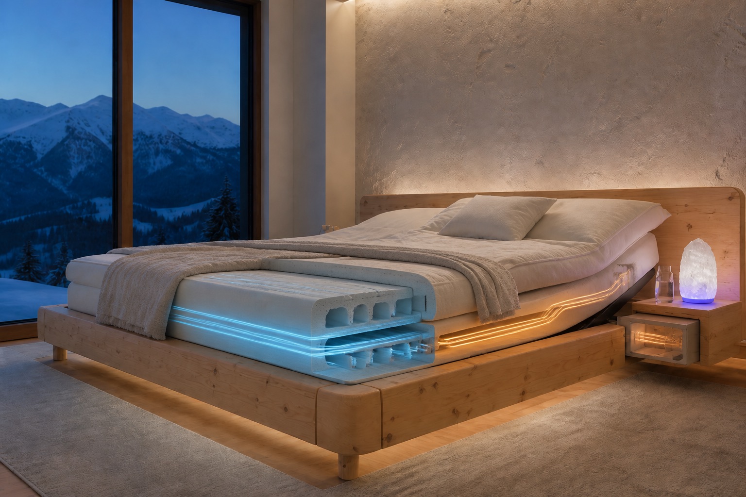 Cutaway of dual-zone climate channels inside the DreamBed mattress