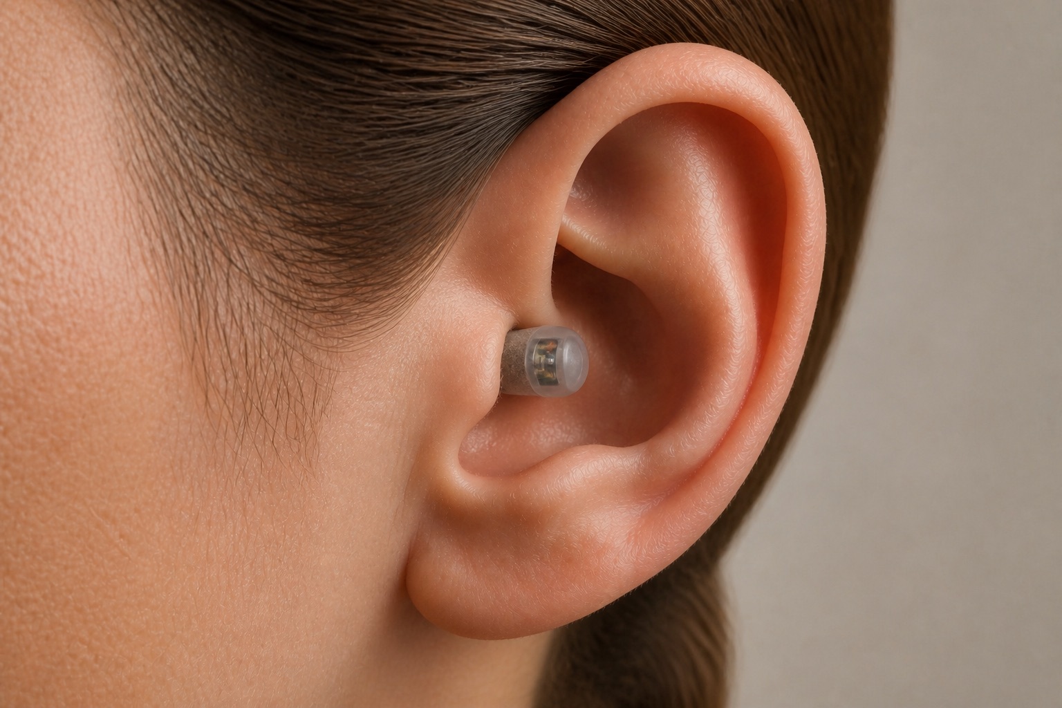 Profile concept showing a DreamBud seated inside the ear