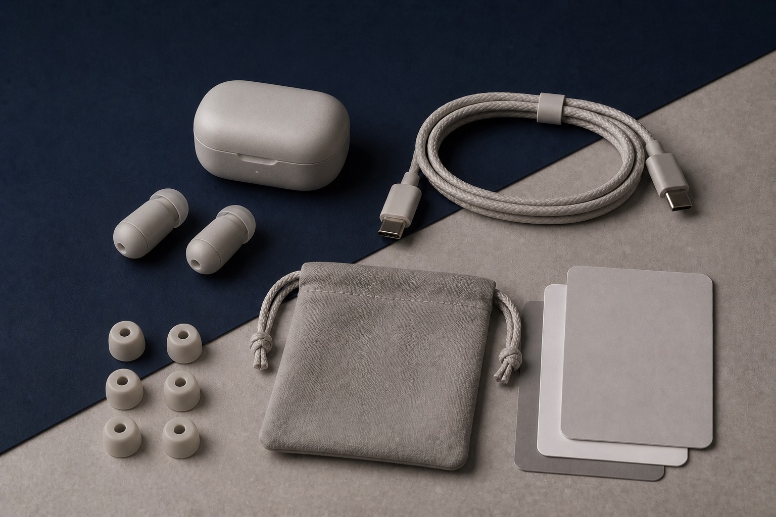 DreamBuds concept kit with case, soft tips, cable and pouch